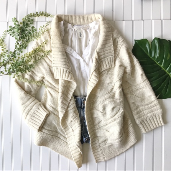 LOFT Sweaters - Loft cardigan open front sweater cream thick